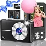 Digitalkamera, Nsoela Fotokamera Kompaktkamera mit 32GB Karte 44MP Fotoapparat 1080P HD Vlogging Kamera LCD-Bildschirm 16X Digitalzoom & 2 Batterien für Teenager,Anfänger (Schwarz)