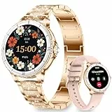 niolina Smartwatch Damen mit Telefonfunktion, 1.27' Smart Watch Rund mit Diamantband für Android iOS, IP68 Wasserdicht Fitnessuhr mit 120+Sportmodi, Fitness Tracker mit HR SpO2 Schlafmonitor, Roségold