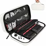 daydayup Switch Case Kompatibel mit Nintendo Switch/Switch OLED - Tragetasche mit 20 Spielpatronen, schützende Hartschalen-Reisetasche Tasche für Nintendo Switch Konsole & Zubehör, weiß, Koffer