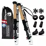 ALPIN LOACKER Wanderstöcke faltbar Aluminium mit Korkgriff I Nordic Walking Stöcke Damen I Leichte Faltbare Trekkingstöcke Teleskop für Bergsport, 115-135 cm