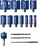 Bosch 11x EXPERT Construction Material Lochsäge Set (für Weichholz, Grobspanplatte, Ø 20-76 mm, Professional Zubehör Bohrmaschine/Schrauber)