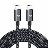 RAMPOW USB-C-auf-USB-C-Kabel [20 V/3 A, 60 W], 3 m, Typ C auf Typ C, kompatibel mit iPhone 15/15 Pro/15 Pro Max, Samsung S22/S21/S20, Space Grey