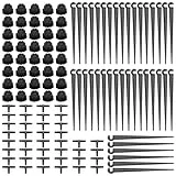 VooGenzek 120 Stücke 4/7mm Automatische Tropf Bewässerung Set, 40 Einstellbare Micro Drip Tropfer + 40 T-Steckverbinder + 40 Micro Drip Rohrhalter für Schlauch 4/7mm, für Garten, Rasen, Schwarz