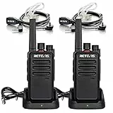Retevis RT668 Funkgerät mit Headset, Lizenzfrei Walkie Talkie für Erwachsene, Robust PMR Funkgeräte VOX, Handfunkgerät mit Großer Reichweite, für Familien, Camping, Wandern (Schwarz, 2 Stück)