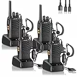 JUCJET 88E Walkie Talkie,Lizenzfrei PMR446 16 Kanäle Funkgeräte,2W Funkempfang 16 Kanäle 3-5 Meile Reichweite Sprechfunkgerä,Mit USB-Ladestation und Headset, (Schwarz, 4 Stück)