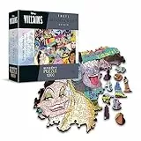 Trefl - Holzpuzzle: Disney Villains, Villains Rally - 1000 Elemente, Holzhandwerk, unregelmäßige Formen, 100 Märchenfiguren, modernes Premium Puzzle, für Erwachsene und Kinder ab 12 Jahren