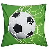 Fdit 2 Stücke Dekokissen Abdeckungen Amerikanischen Rustikalen Stil Platz Kissenbezug Dekorative Kissenbezug Rugby Fußball Basketball Thema Kissen 45x45 cm MEHRWEG VERPAKUNG(Fußball)