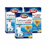Abtei Calcium 1400 + D + K - hochdosiert - Mit Vitamin D und Vitamin K - Zum Erhalt gesunder Knochen und Muskelfuktion - Orangengeschmack, 30 Kautabletten (Packung mit 3)