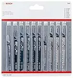 Bosch 10tlg. Stichsägenblätter Set (für Holz, Professional Zubehör für Stichsägen mit T-Schaft Aufnahme)