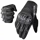WTACTFUL Motorrad Handschuhe Herr, Leder motorradhandschuhe Sommer Touchscreen Atmungsaktive für Motorrad, Moped, Motorcycle, Mountainbike Schwarz XL YM-03