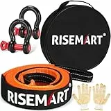 RISEMART Abschleppseil Set 10 Tonnen (22046 Lbs), 5M x 5CM Abschleppseil PKW mit Hohe Festigkeit' Schäkel und 2 Handschuhen für Off-Road Recovery