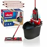Vileda - Alle Bodenreinigungssystem mit Eimer, Abtropfgestell und Ständer mit Mikrofasertuch - Schwarz/Rot