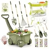 Dreamon Kinderschubkarre Garten Set mit Werkzeugen & Insekten-Entdecker Set – 17 PCS Entdecker- Schubkarre Kinder, Beobachtungsbox, Laubrechen – Gartenspielzeug & Outdoor Forscherset für Kinder ab 3