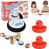 Air Hockey Hover Puck mit 2 Roten Schlägern, Tragbares Airhockey-Set für Kinder und Erwachsene, Portable Air Hockey Schwebender Puck als Tischspiel für Drinnen und Draußen
