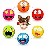 HOLYSTEED Hundespielzeug kleine Hunde, Latex Hundespielzeug Quietschend, Weiches Welpenspielzeug Kleine Welpen, Quietschender Hundeball mit Lächeln-Gesicht, 6 Stück