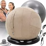 Miweba Sports Gymnastikball-Set - Traglast 500 Kg - 65 cm - Gymnastikball und Ballauflage aus PVC - Sitztrainer - Fitnessball Stuhl - Ergonomischer Sitzball - Sitzalternative Büro (Beige)