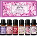 SALKING Ätherische Öle Set, Aromatherapie Duftöl GeschenkSet, 100% Pure Duftöle für Diffuser Duftlampen Luftbefeuchter, Massage, 6 x 10 ml (Lavendel, Rose, Kirschblüte, Jasmin, Gardenie, Kamille)