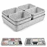 Eurhomewit 14 Stück Schubladen Organizer Filz, Schubladeneinsatz Büro Schubladen Ordnungssystem, Schminktisch Organizer für Schublade, Büro & Home Schrank Aufbewahrungsbox Organiser, Hellgrau