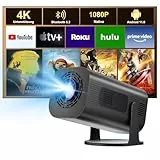 Eroshoo Mini Beamer, 4k Heimkino mit Android 11.0 Tragbarer Beamer, Unterstützt 2.4/5G Dual WiFi und BT 5.2,1080P Full HD mit Auto Keystone, 210° Drehung, Schwarz