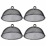 Cabilock 4 Stücke Metall Fliegenhaube Lebensmittel Abdeckhaube Speiseschirm Kuchenhaube Mesh Kuchen Abdeckung Fliegenschirm Obstfliegen Haube Fruchtfliegen Küche Fliegenschutz