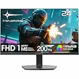 Minifire Gaming Monitor 24 Zoll, 200 Hz, 1ms, FreeSync, Full HD(1920 x 1080), Rahmenlos Bildschirm, Low Blue Light, HDR,300Nits, sRGB 110%, 4000:1 Kontrast, HDMI 2.0&DP 1.4-(MFG24F4H)