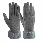 ZASFOU Damen Winter Warm Touchscreen Handschuhe mit Fleece Gefütterte Strick winterhandschuhe für Kaltes Wetter,Grau,M