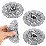 3 STK Abflusssieb Silikon Abflusssieb Dusche Haare, Silikon Haarsieb Dusche mit Saugnapf, Duschsieb Abfluss Haare Haarfänger für Küchenspüle Badewanne Waschbecken Bad Duschabfluss Spülbecken Sieb