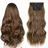 Xtrend 20Inch Long Wavy Hair Extensions Clip in Hair Extensions Synthetic Hair pieces for Women Girls 4PCS Full Head Set Thick Curly Wavy Synthetic Hair Extensions(89)