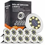 FLOWood 12 Stück Solar Bodenleuchte für Garten 8 LEDS Warmweiß Außenleuchte Wasserdicht Gartenleuchte Edelstahl Kunststoff ampe für außen Auffahrt Gehweg Patio Garden [Energieklasse A]