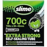 Slime 30057 Rad Reifenschlauch mit Slime Dichtmittel für Einstiche, Selbstdichtend, Verhindern und Reparieren, Schrader Ventil, 35/43–622 mm (700 x 35/43c), Schwarz