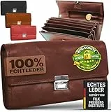 FLEXIBILITE Profi Kellner Geldbörse Profi 100% Wasser Büffel [2026] Echt Leder RFID (18,5 x 9,5 x 4,5cm BxHxT) Geldbeutel Bedienungsgeldbeutel Taxi Portemonnaie Kellnerportemonnaie Braun
