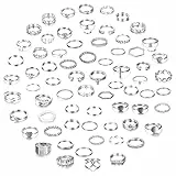 CASSIECA 68 Stück Vintage Silber Knuckle Rings Set für Frauen Mädchen Böhmische Stapelbare Gemeinsame Finger Ringe Retro Kristall Stapel Midi Ringe Pack Modeschmuck Geschenk
