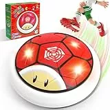 POPERFUN Air Power Fußball mit LED, Indoor Outdoor Hover Fußball Spielzeug für Jungen und Mädchen 3-12 Jahren, Schwebender Fussball Geburtstags Rot