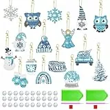 HO2NLE 16 Stück Diamond Painting Weihnachten Anhänger Schneeflocke Schneemann 5D Diamant Painting Schlüsselanhänger Weihnachten Deko für DIY Making Weihnachtsbaum Fenster Hängend Weihnactsdeko