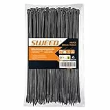 SWEED Kabelbinder schwarz 300mm, UV Beständig, 4.8mm Breite, Zugfestigkeit Bis Zu 22kg - 100 Stück