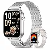Fitonme Smartwatch Damen, 1.83 Zoll HD-Display Smart Watch mit Telefonfunktion, 100+ Sportmodi Fitness Tracker mit Herzfrequenz SpO2 Schlafmonitor, IP68 Wasserdicht Fitnessuhr für Android iOS Silber