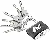 AGT Vorhängeschloss: Vorhänge-Schloss aus Aluminium, Messing & Stahl, 43 mm, 6 Schlüssel (Vorhängeschloss mit Schlüssel, gleichschließend, Türschloss)