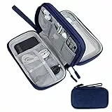 Skycase Kabeltasche,Elektronische Tasche,Elektronikzubehör Organizer,Tragbare Kabelorganizer,Doppelte Kabel Tasche für Elektronische Accessoires USB Powerbank SD-Karte Ladekabel,7.5'x4.3'x2.2',Blau