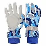 Gukasxi Skihandschuhe Kinder wasserdichte und Winddichte Schneehandschuhe Winter Fleece Fahrradhandschuhe für Junge/Mädchen Winterhandschuhe für Wintersport Skifahren Snowboard Wandern Radfahren