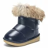 KVbabby Winterstiefel Mädchen Warm Gefütterte Winterschuhe Kinder Stiefeletten wasserdichte Schneestiefel Weichsohlen Schlupfstiefel,Blau,Größe 29 EU = Etikett 30