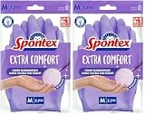 Spontex Extra Comfort, Premium-Haushaltshandschuhe mit weichem Textilfutter, ideal für alle Putzarbeiten im Haushalt, 30°C waschbar, Größe M (7-7, 5), 1 Paar, Lila, m (1 pair) (Packung mit 2)