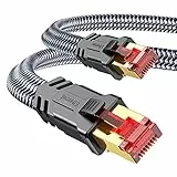 SNOWKIDS Cat 8 LAN Kabel 3m, 40Gbps Netzwerkkabel Ethernet Kabel 2000MHz S/FTP RJ45 Gigabit Nylon Patchkabel für PS5 Router Modem TV Switch Laptop
