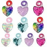 AMFUN 10 Stücke Herzförmige Tasche Kinder, Pailletten Geldbörse, Mini Kinder Portemonnaie Mädchen, Mini Crossbody Taschen für Geburtstage, Feiertagsfeiern, Kindergeburtstag Geschenk