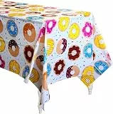 Haooryx Bunte Donut-Party-Tischdecken - 4er Donut-Rechteckige Tischdecken Wasserdicht Einweg-Plastik-Tischdecken Kindergeburtstag Picknick Partydekoration Spielzimmer-Dekoration Picknick-Accessoires