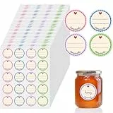 Willingood 600 Stück Marmeladen Etiketten Selbstklebend, 4 Farbe Dekorative Sticker, Ø38 mm Aufkleber Marmeladenglas zum Beschriften von Einmach-Gläsern, Gewürzetiketten, Rund, Ablösbar, Homemade