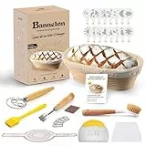 Kixiyou 10-teiliges gärkörbchen Brot Set, 25 cm gärkörbchen oval aus natürlichem Rattanund und brot backen zubehör,Ideal für Bäcker zu Hause & Profis brotback set