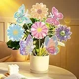 TNSLAND Diamond Painting Schmetterling Blumen 8 Stück, Diamond Painting Kinder Erwachsene, Bausätze für Diamantmalerei Gartenstecker Bastelset, Schmetterling Deko Geburtstag für Innenräume Garten