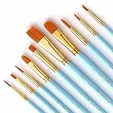 Bougimal 10 Stück Pinsel Set, Premium Nylon Acrylfarben Pinsel, Hölzernen Griff Pinsel Künstler Satz für Aquarell Ölgemälde, Perfektes Malerei Ölfarben Brush Set für Anfänger, Künstler, Blau