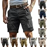 Generisch Cargoshorts Herren Kurze Hosen mit Reißverschluss und Knopf Mehrere Taschen Männer Einfarbig Sommer Shorts Klassische geschnittene Sportshorts Outdoorhose