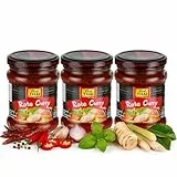 Real Thai Rote Curry Paste 227g Glas – 3er Pack - Authentische thailändische Currypaste für Currygerichte, ohne Zusatzstoffe, ideal mit Kokosmilch für traditionellen Geschmack